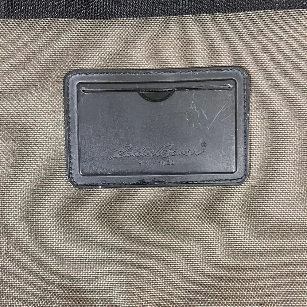 Eddie Bauer Messenger Weekend Bag Green Canvas Laptop Travel Shoulder Strap